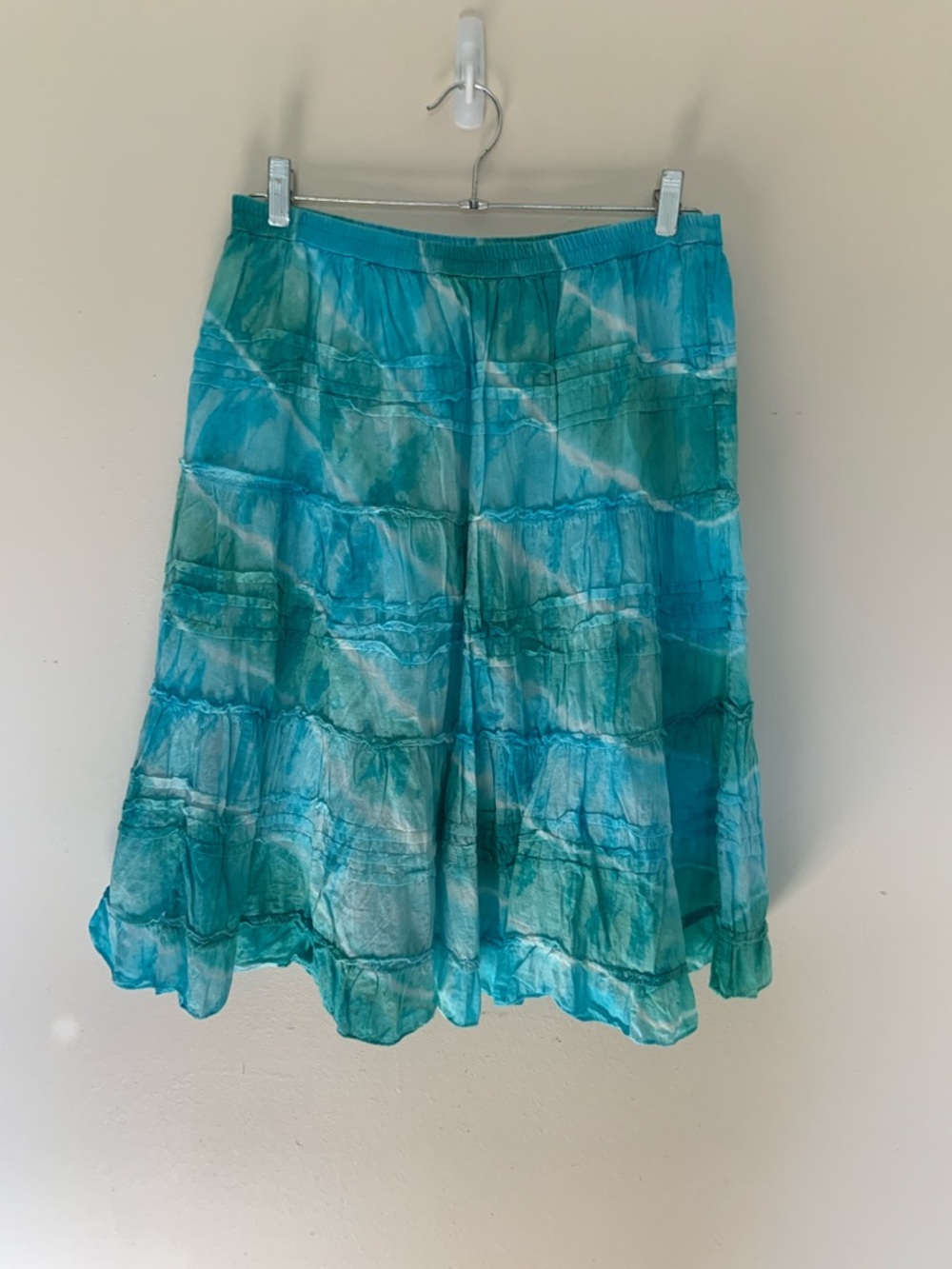 Women’s Teal Tie-Dye A-Line Tiered Skirt